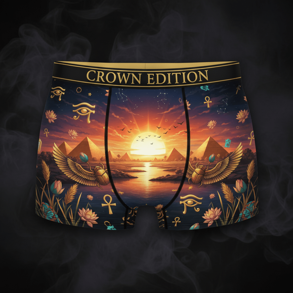 TITAN Egyptian Goddess Women's Cozy Boxer Shorts Crown Edition — anime Egyptian goddess art on matte black