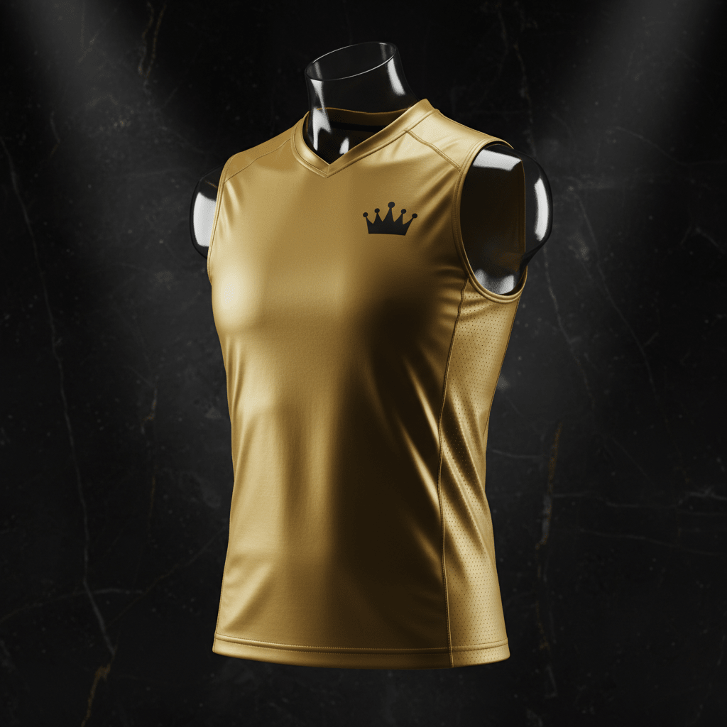 TITAN Volleyball Libero Vest Crown Edition gold colorway matte black crown logo mesh ventilation ghost mannequin athletic fit