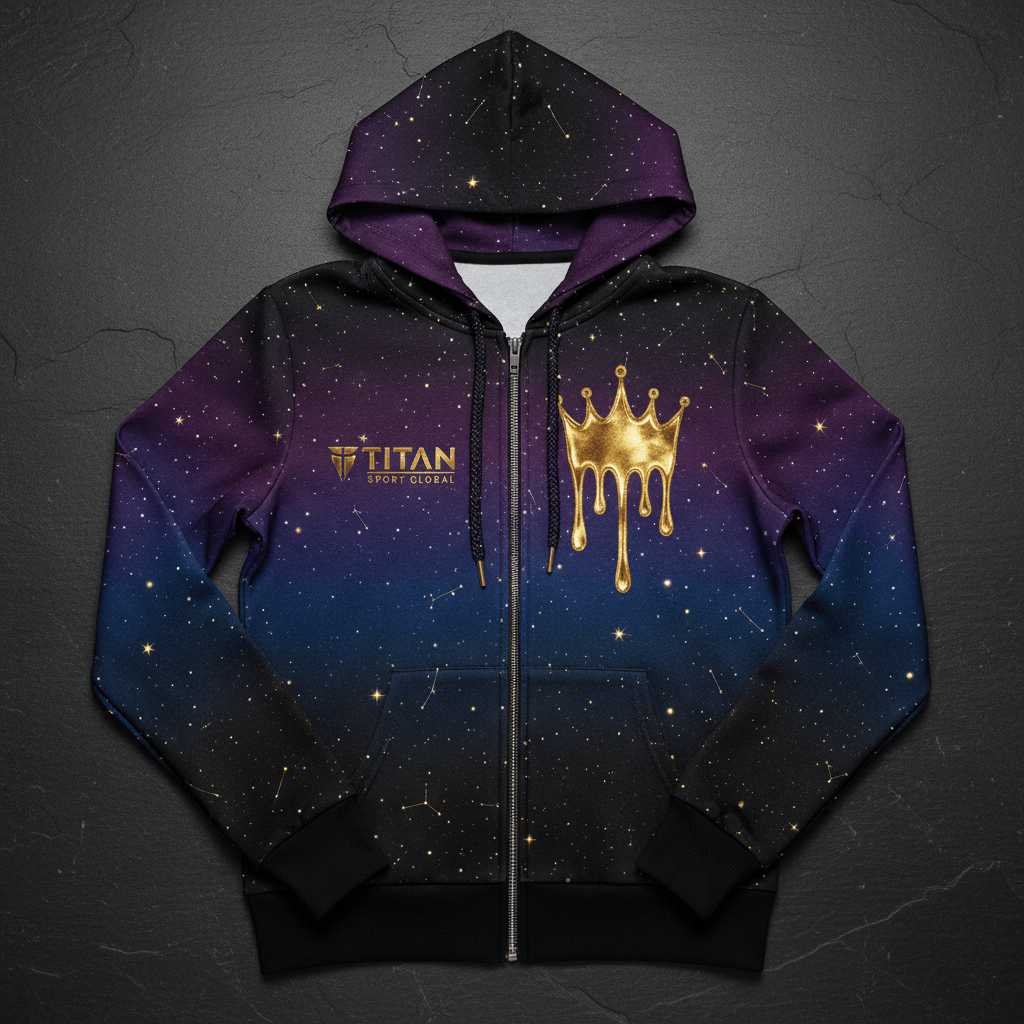 TITAN Women's Galaxy Drip Crown Zip-Up Hoodie flat lay