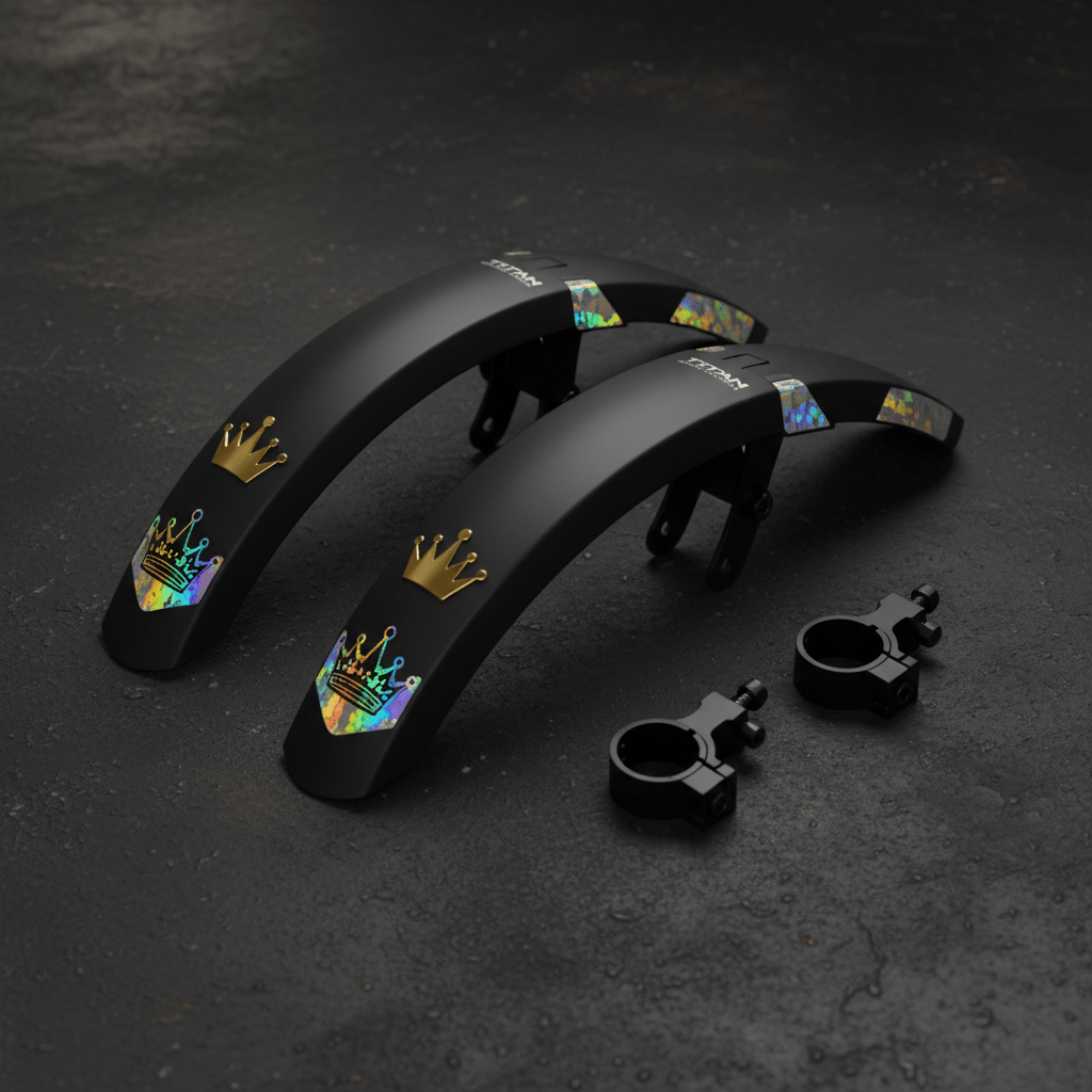 TITAN Crown Edition Cycling Mudguards Set Matte Black Gold
