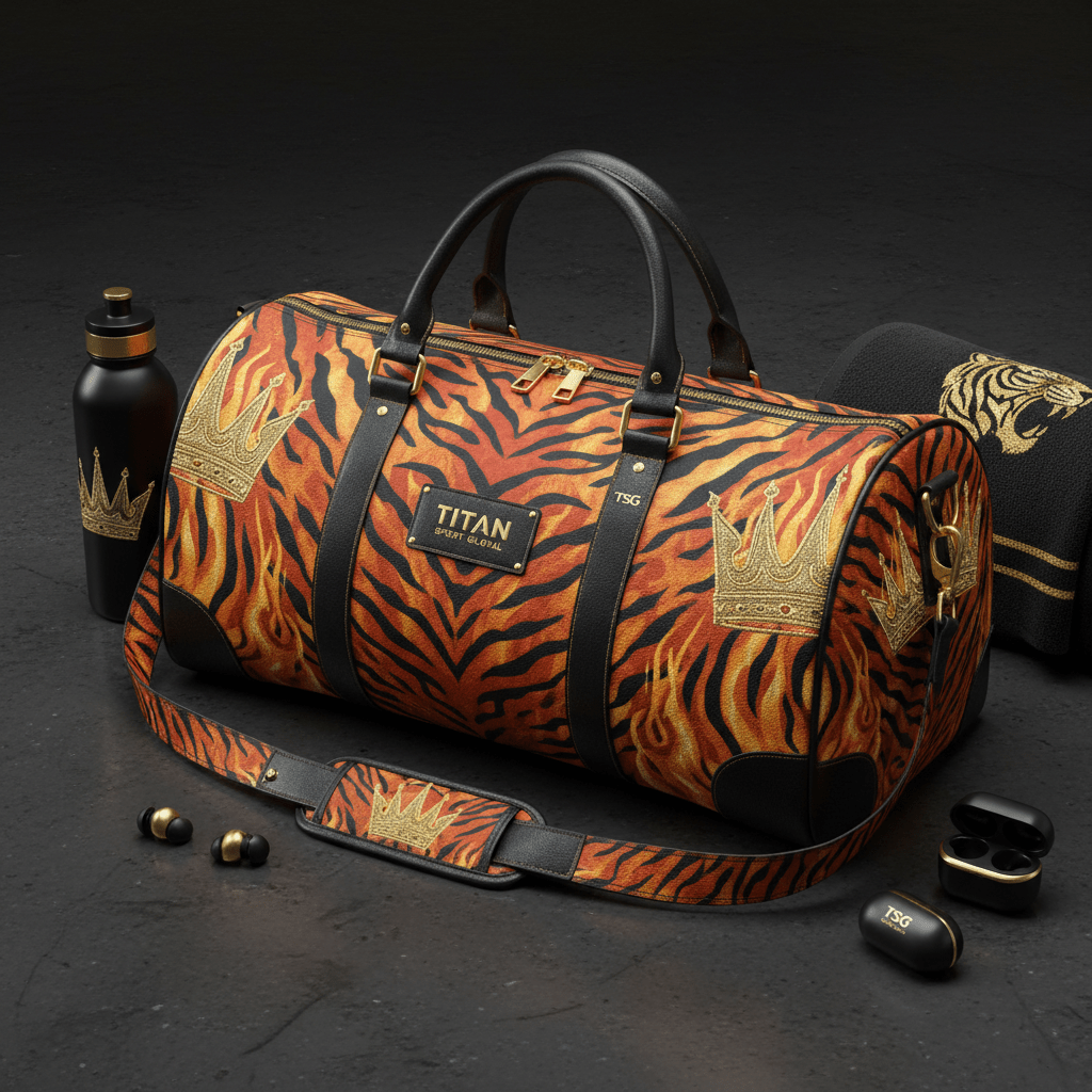 TITAN Tiger Flame Crown Luxury Gym Duffle Bag
