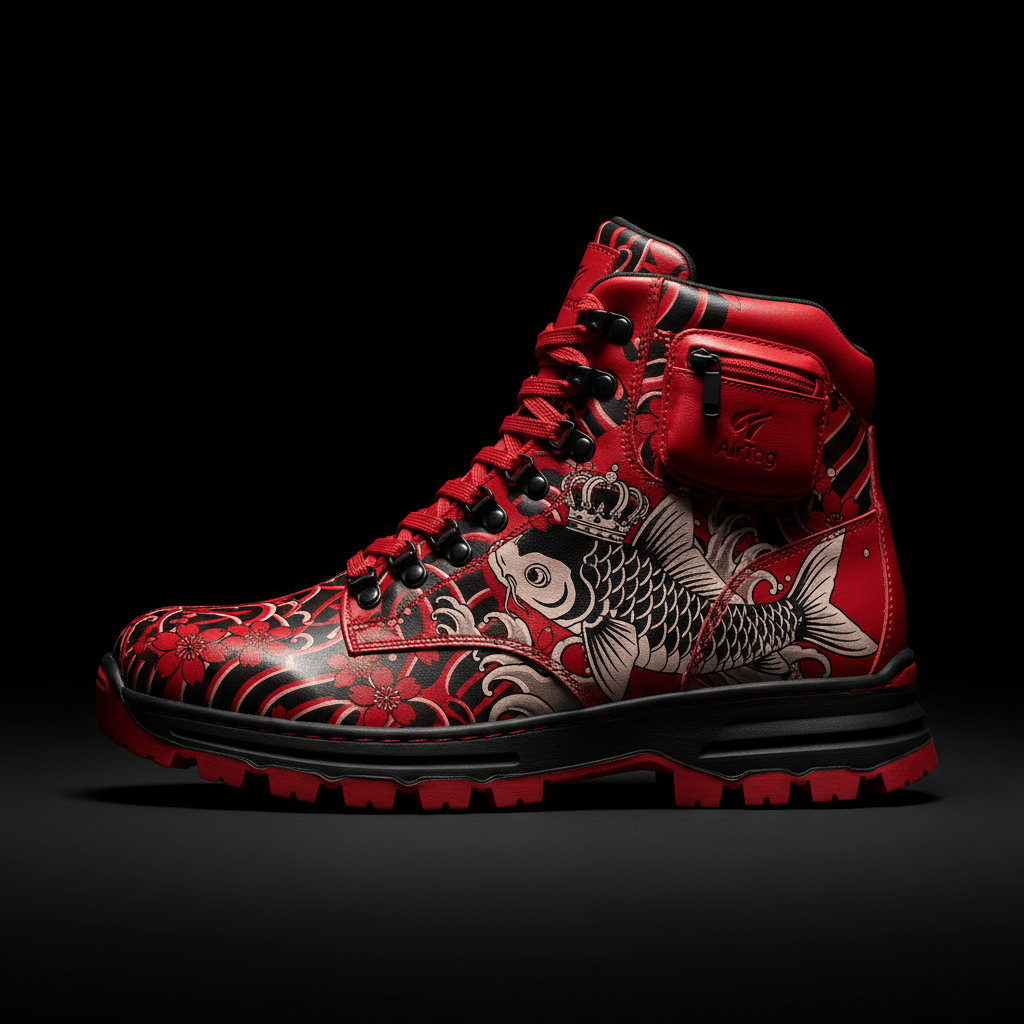 TITAN Hiking Boot — Koi Fish Bright Red Tattoo Edition