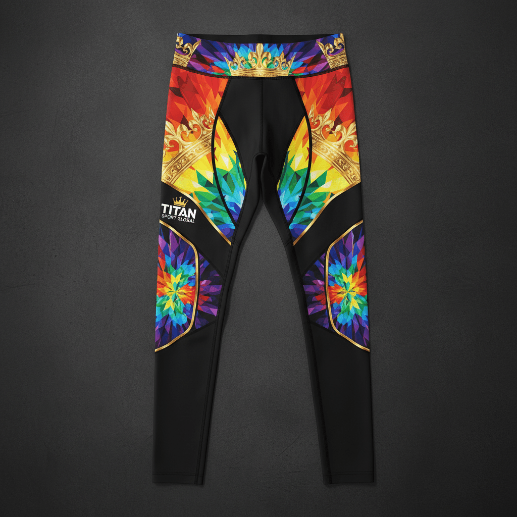 TITAN Men's Rainbow Crown Compression Tights flat lay