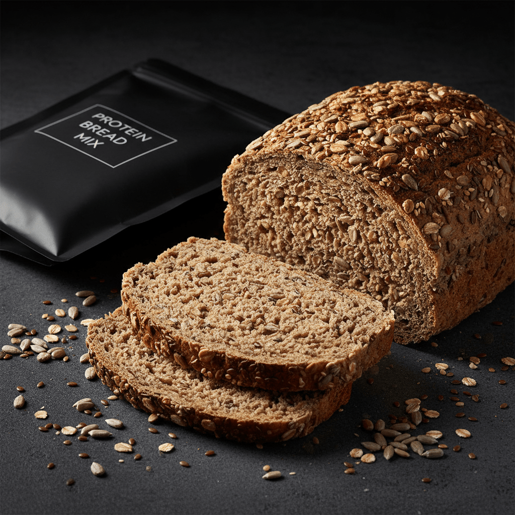 TITAN Protein Bread Mix – Seeded Multigrain, premium product photography