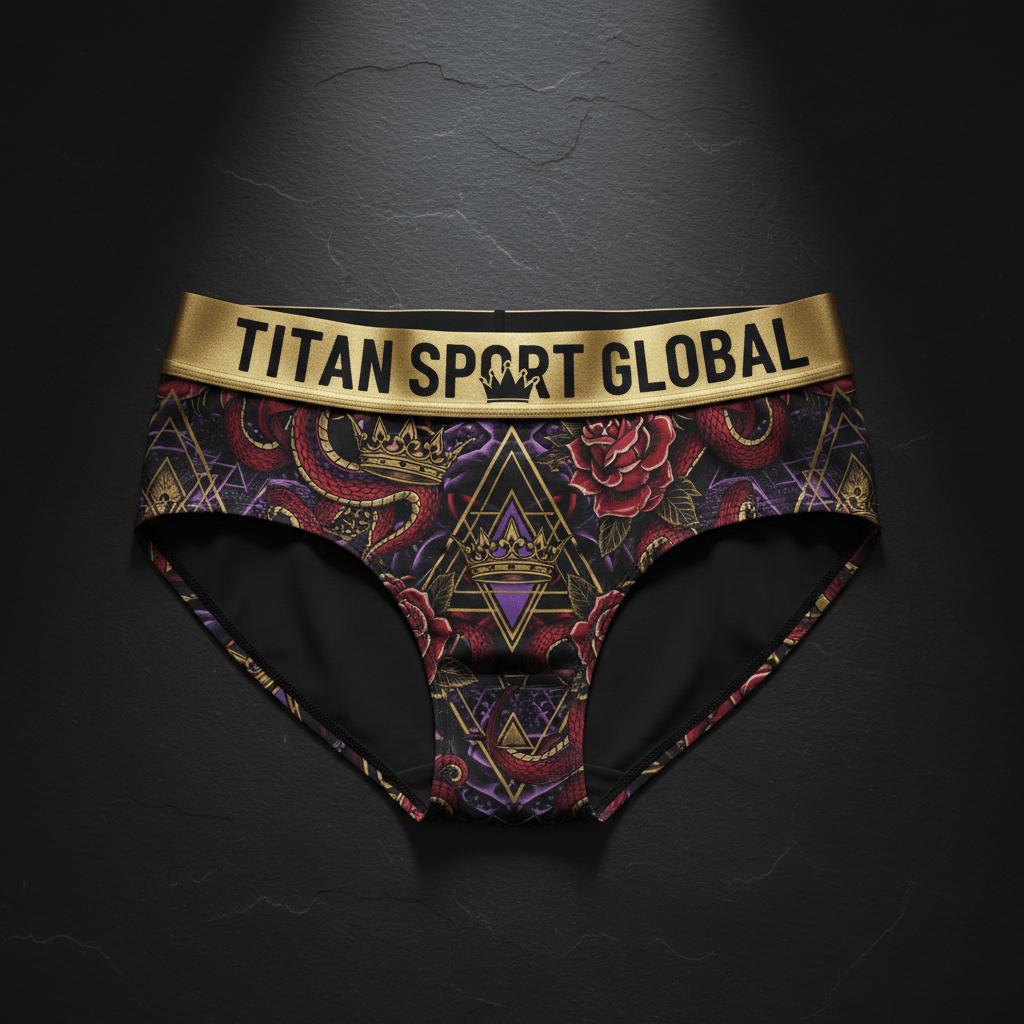 TITAN Crown Edition Women's Sport Underwear — bold tattoo artwork, matte black & gold