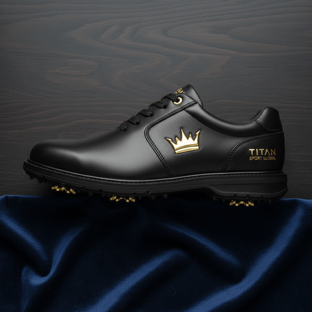 TITAN Men's Golf Shoe Black Gold Crown Edition