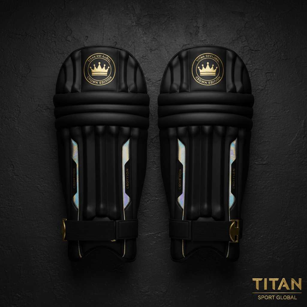 TITAN Crown Edition Cricket Batting Pads Matte Black Gold