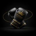 TITAN Boxing Gloves Crown Edition — matte black with gold crown logo