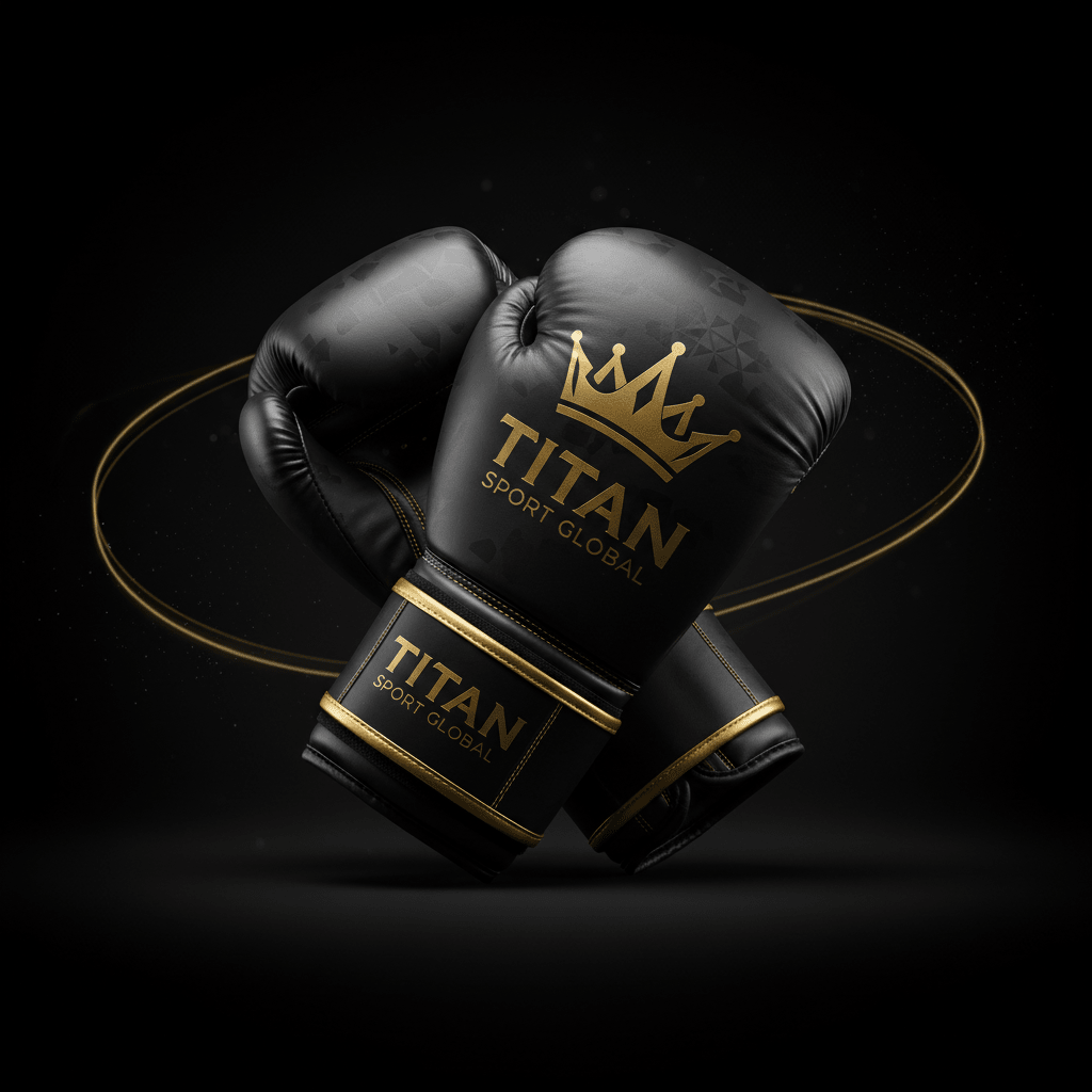 TITAN Boxing Gloves Crown Edition — matte black with gold crown logo