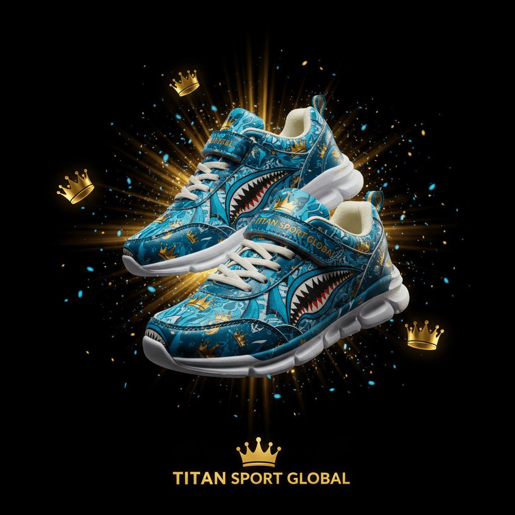TITAN SPORT GLOBAL kids athletic shoes with shark crown pattern