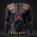 TITAN Crown Edition Tattoo Art Men's Lounge Thermal Henley - bold colorful tattoo artwork on matte black waffle knit