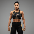 TITAN Women's High-Support Sports Bra - Black & Gold Performance