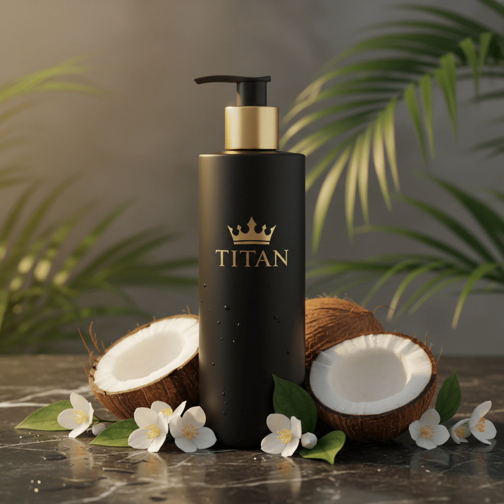 TITAN HER Body Wash Jasmine & Coconut luxury black bottle with gold crown