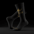 TITAN Outdoor Compression Socks Blackout Gold — matte black with gold crown logo