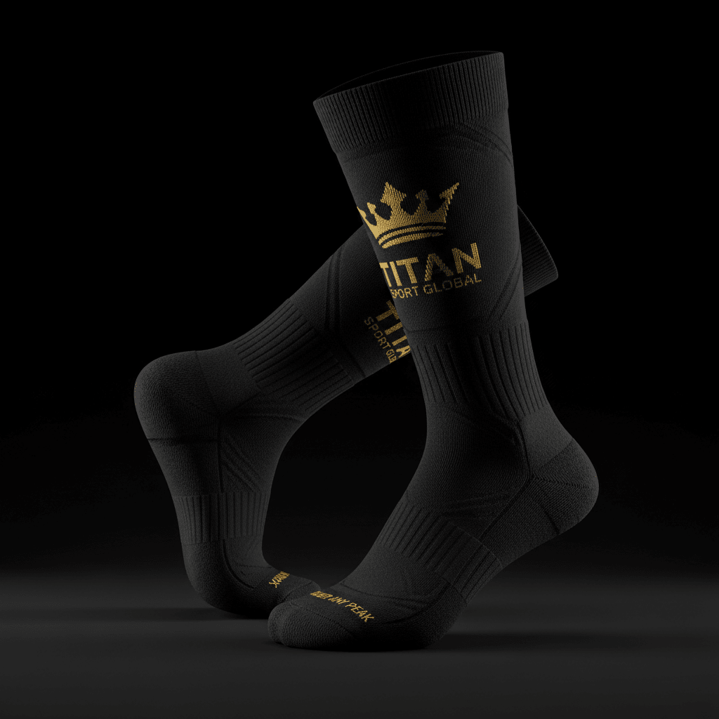 TITAN Outdoor Compression Socks Blackout Gold — matte black with gold crown logo