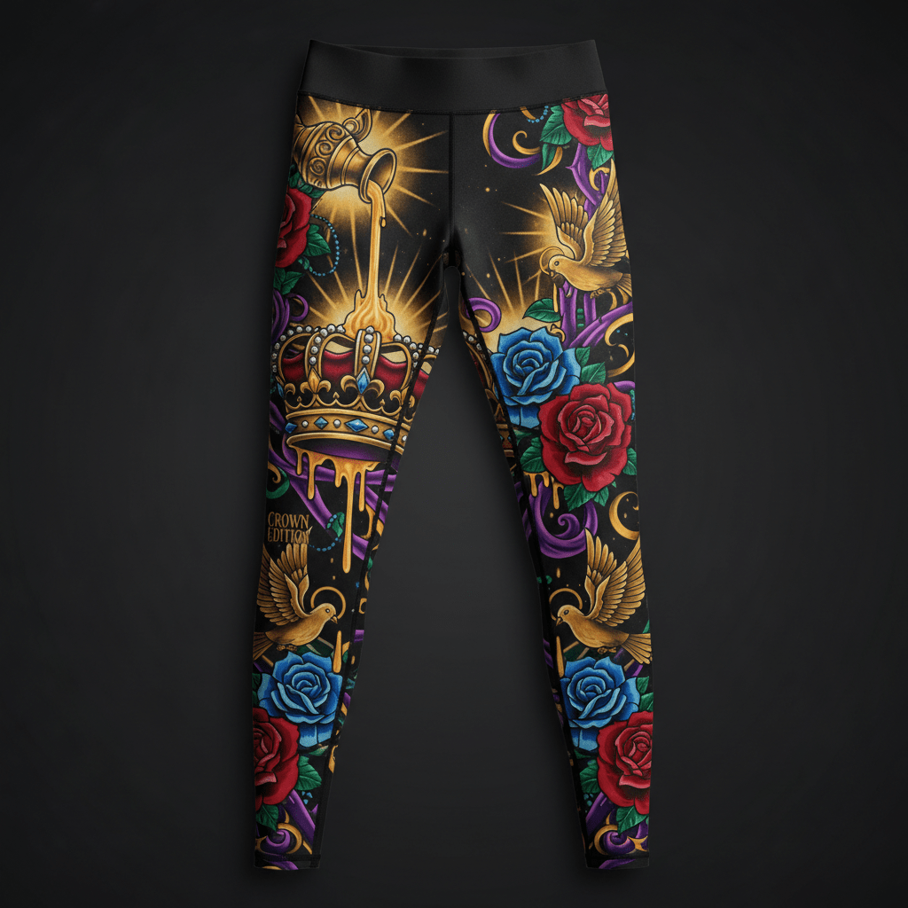 Anointed Queen Women's Leggings — TITAN Crown Edition tattoo artwork