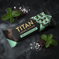 TITAN Vegan Protein Bar Mint Chocolate Chip Crown Edition — 20g protein cool peppermint vegan product shot