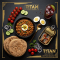 TITAN Egyptian Ful Medames Sardine Power Breakfast meal kit flat lay dark luxury