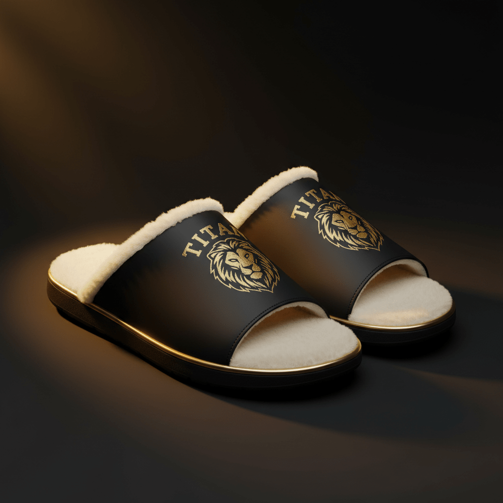 TITAN Memory Foam Gold Lion House Slippers