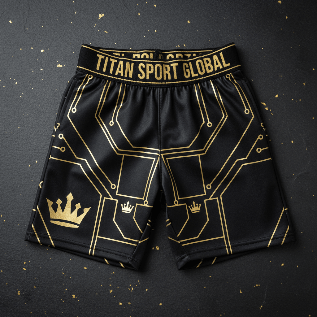 TITAN Kids Cyber Gold Crown Athletic Shorts flat lay