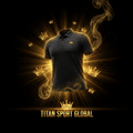 TITAN SPORT GLOBAL tennis polo shirt with gold crown branding on dark background