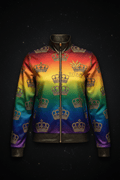 TITAN Women's Rainbow Crown Zip-Up Track Jacket flat lay Prism SWAG Edition