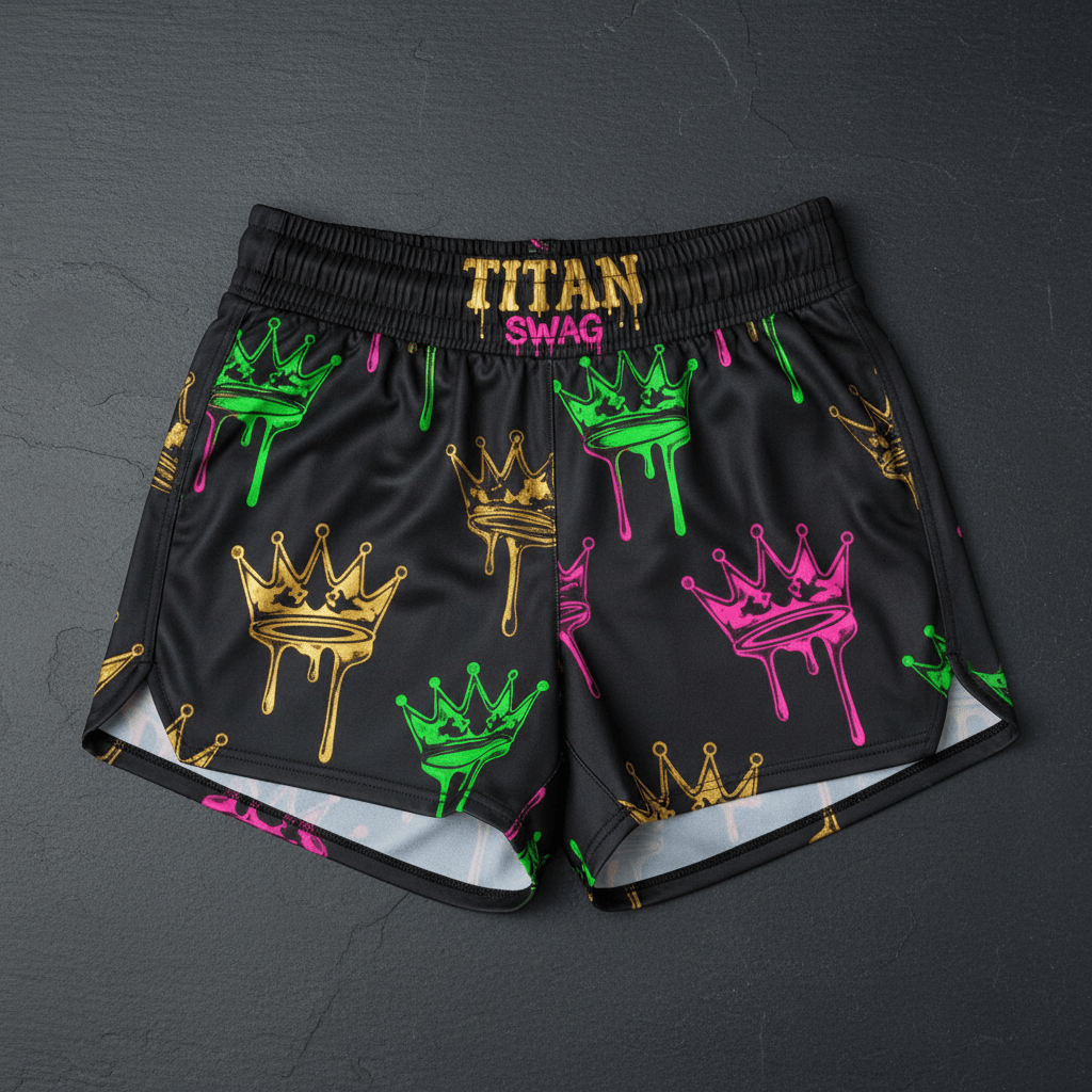 TITAN Women's Neon Drip Crown Athletic Shorts — Electric Queen SWAG Edition