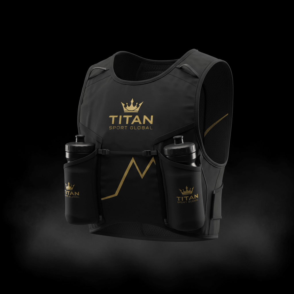 TITAN Hydration Running Vest Crown Series — matte black with gold crown logo