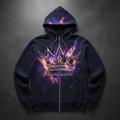 TITAN Men's Cosmic Burst Crown Zip-Up Hoodie — Supernova King SWAG Edition