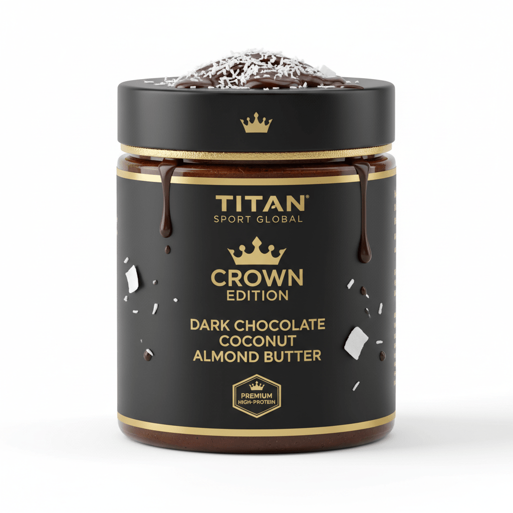 Crown Dark Chocolate Coconut Almond Protein Butter — Crown Edition matte black jar