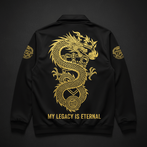 TITAN Legacy Mode Coaches Jacket Dynasty Crown black royal gold dragon warrior streetwear