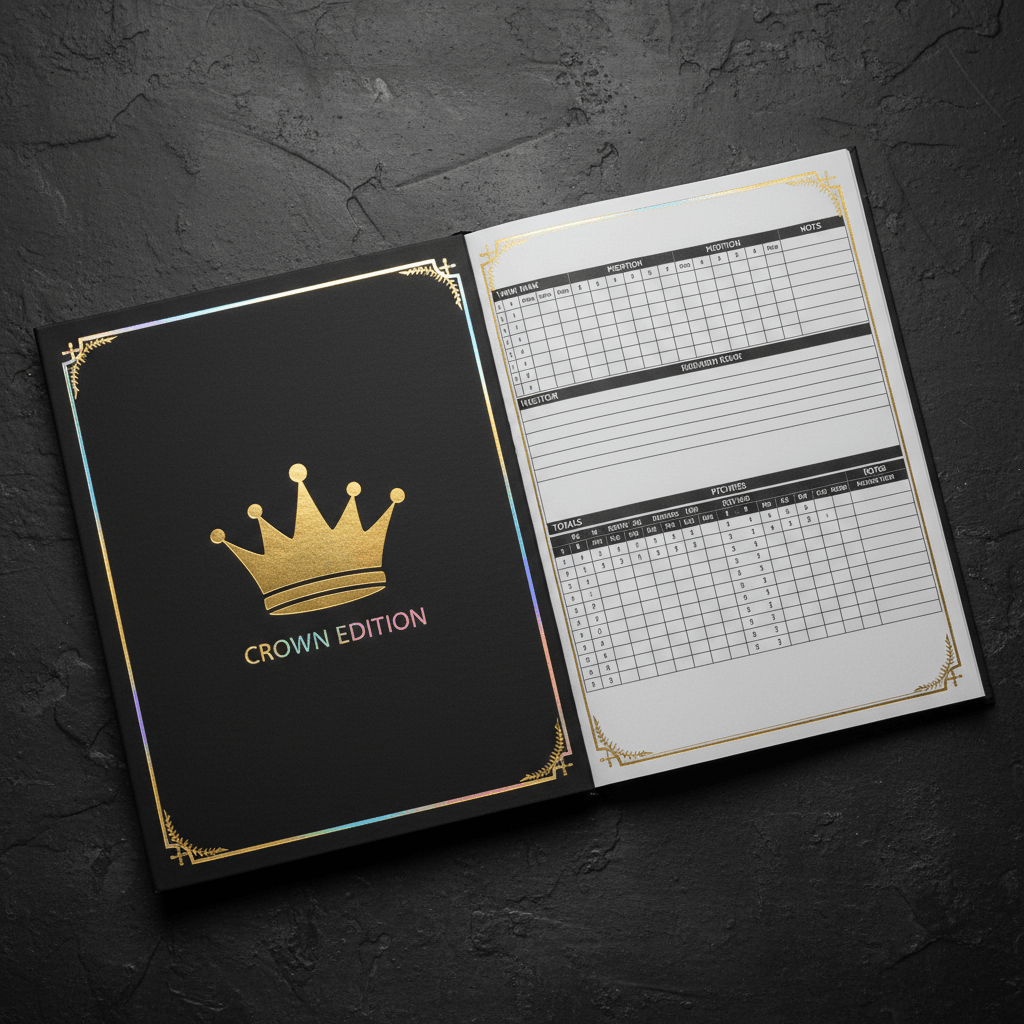 TITAN Crown Edition Baseball Scorebook Matte Black Gold
