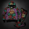 TITAN Crown Edition Tattoo Art Women's Lounge Matching Set - bold imperial phoenix tattoo artwork on matte black fleece
