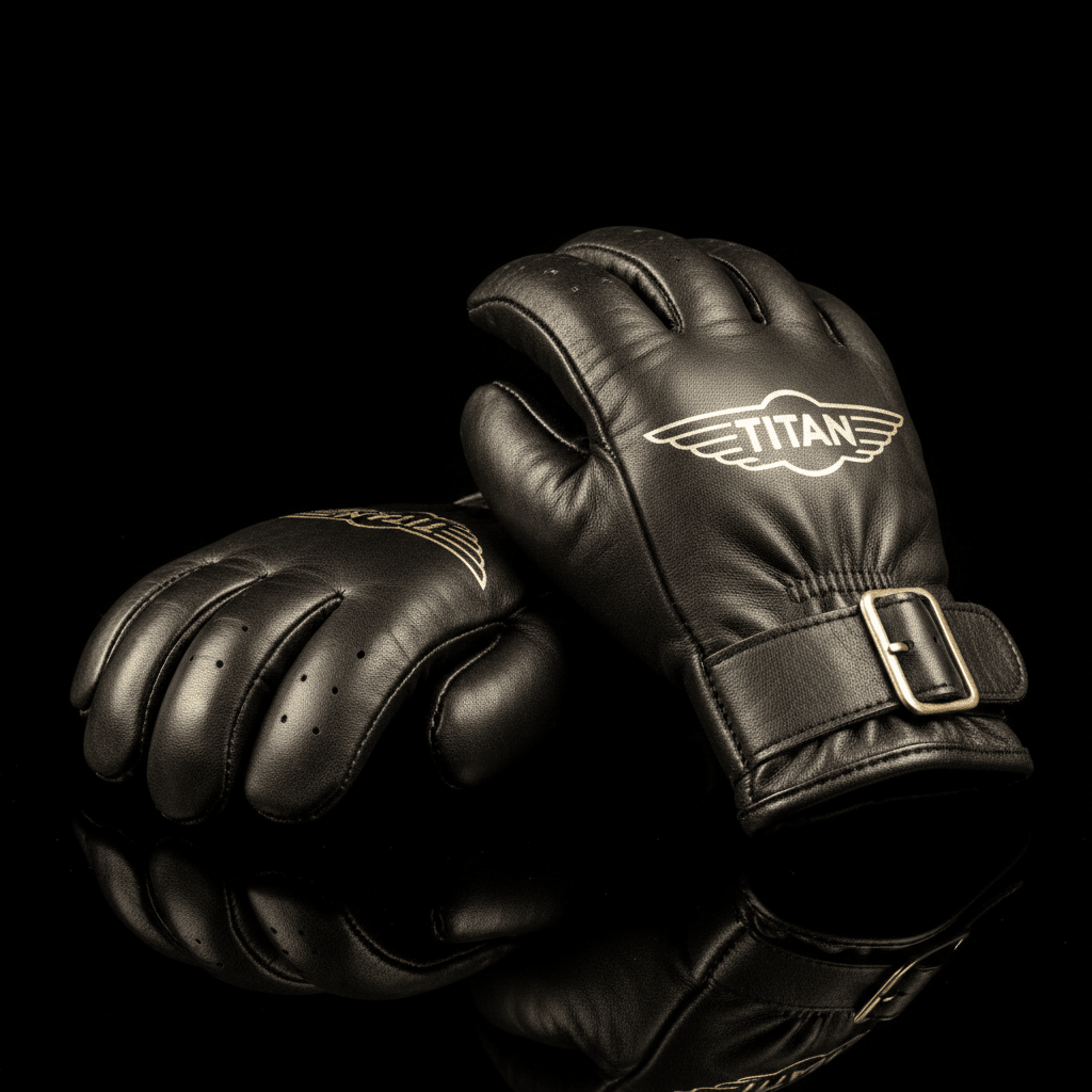 TITAN Training Gloves - 1940 Champion premium black leather with gold TITAN logo