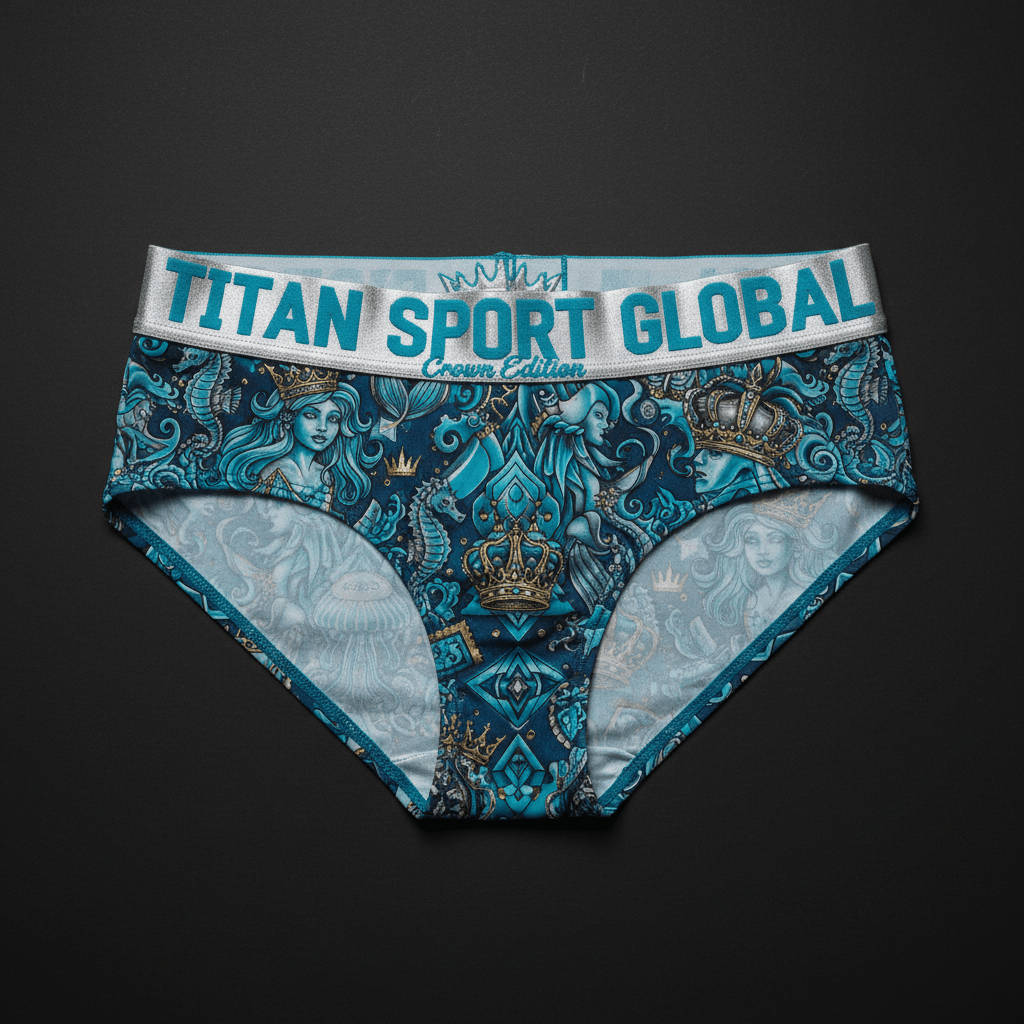 TITAN Crown Edition Women's Ocean Queen Sport Briefs — Aqua Blue & Silver