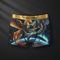 TITAN World Crown Women's Cozy Boxer Shorts Crown Edition Grand Finale — phoenix and dragon in world armor anime art on matte black