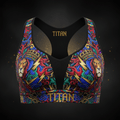 TITAN All-Over Print Sports Bra - Black & Gold Crown Edition