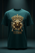 TITAN Bull Crown Graphic Tee in Teal Gold with gold bull crown graphic