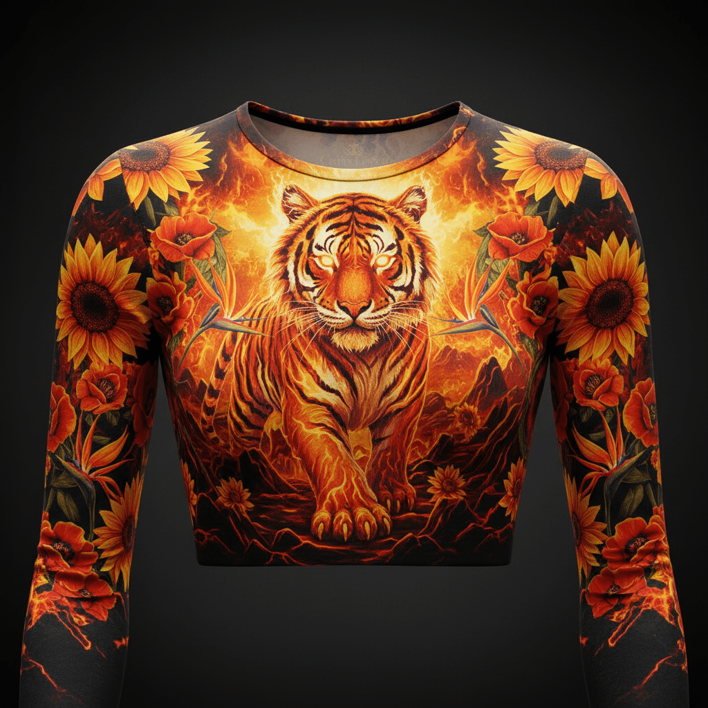 TITAN Women’s Volcanic Tiger Lily Storm Long Sleeve Crop — Amaterasu Edition