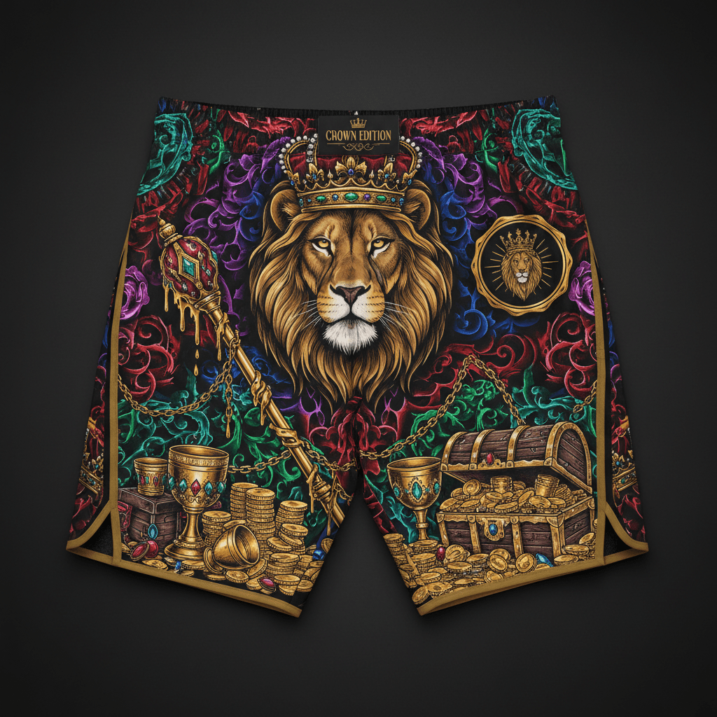 Crowned King Men's Shorts — TITAN Crown Edition tattoo artwork