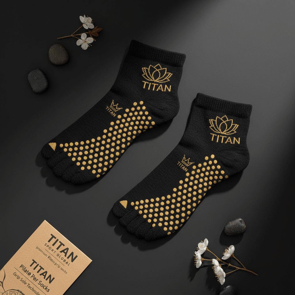 TITAN PilatesPro Reformer Socks - Grip Sole Technology flat lay