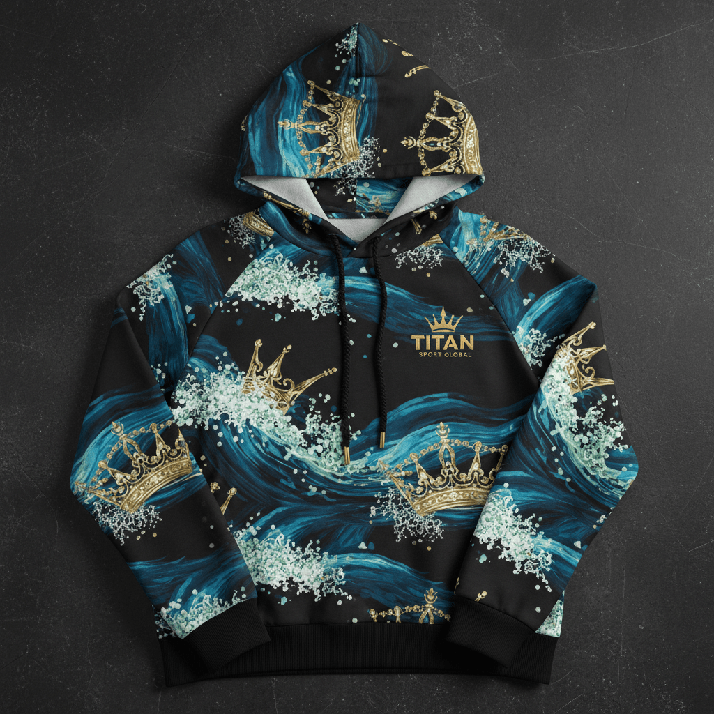 TITAN Women's Ocean Wave Crown Pullover Hoodie flat lay