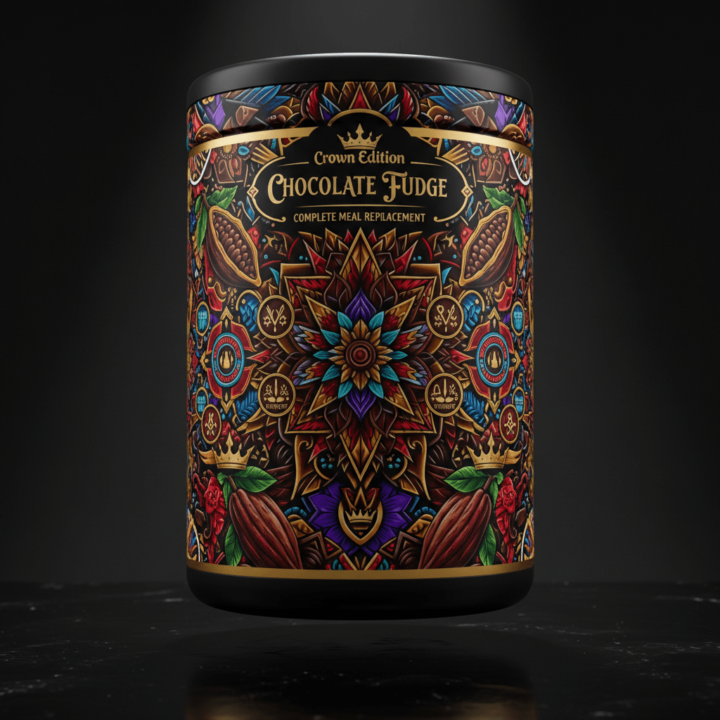 TITAN Meal Replacement Shake Chocolate Fudge — Crown Edition bold tattoo-style artwork