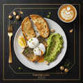 TITAN Australian Barramundi Smash Breakfast meal kit flat lay dark luxury