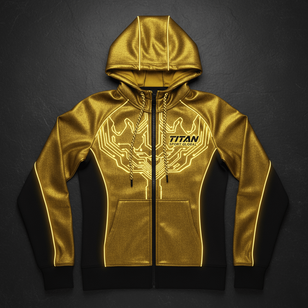 TITAN Women's Cyber Gold Crown Zip-Up Hoodie flat lay