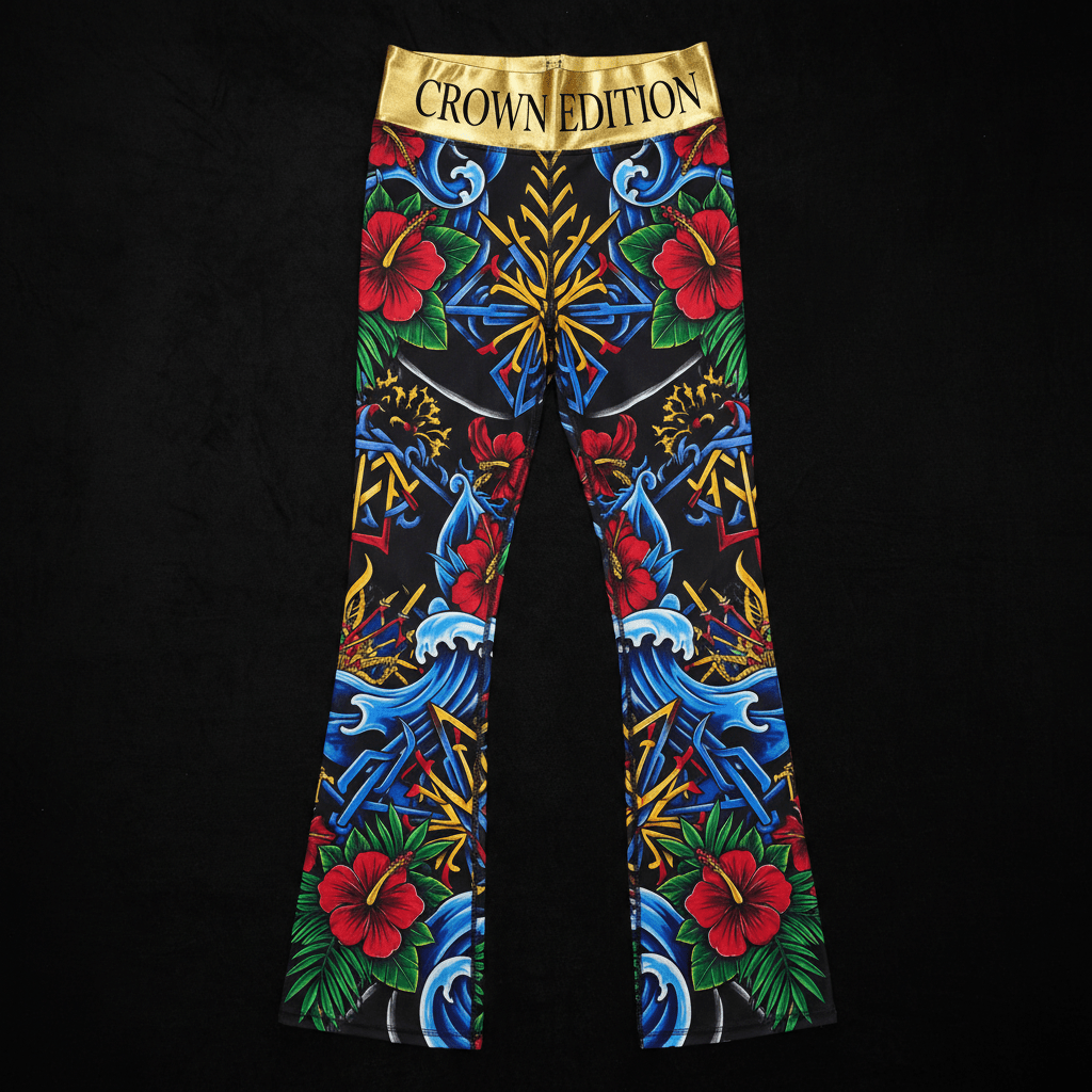 TITAN Crown Edition Tattoo Art Caribbean Spirit Flare Leggings Women's Athletic Bottoms