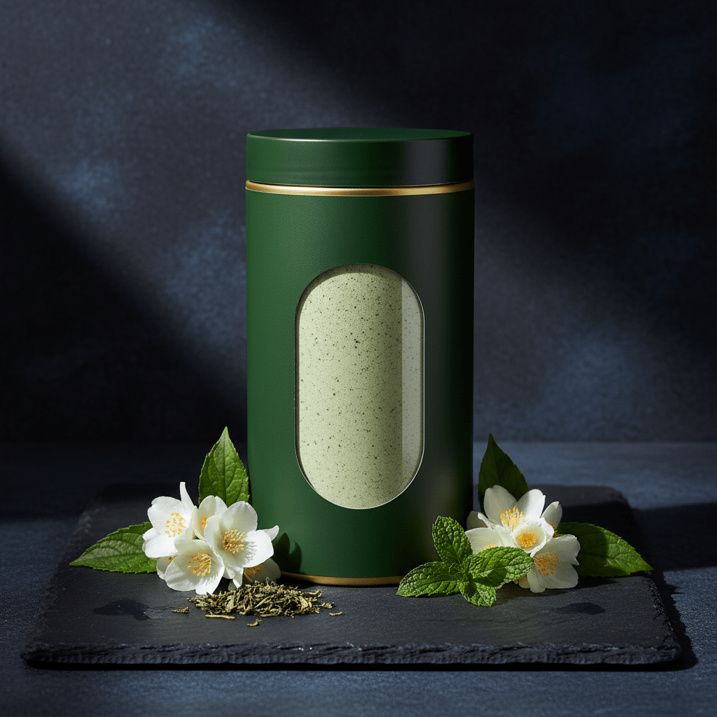 TITAN Protein Green Tea Powder – Jasmine Mint, premium product photography