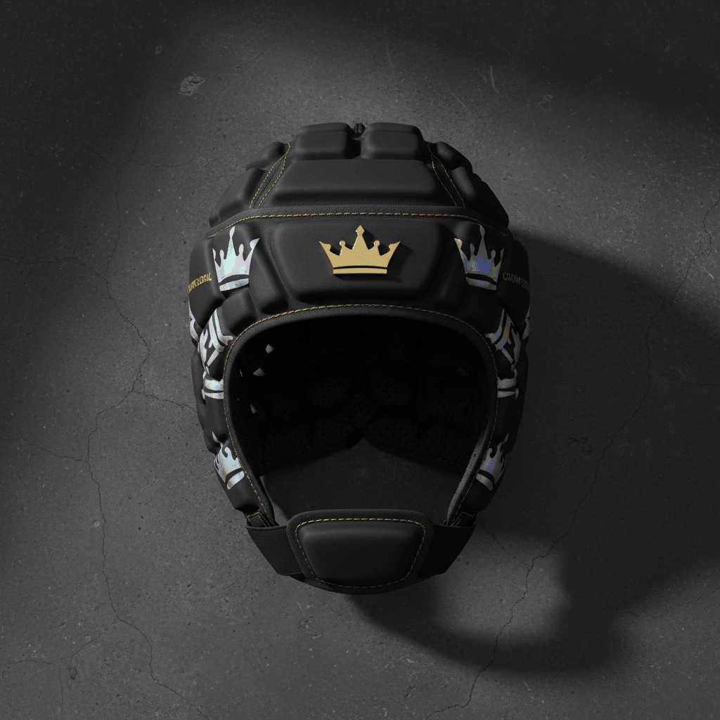 TITAN Crown Edition Rugby Headguard Matte Black Gold