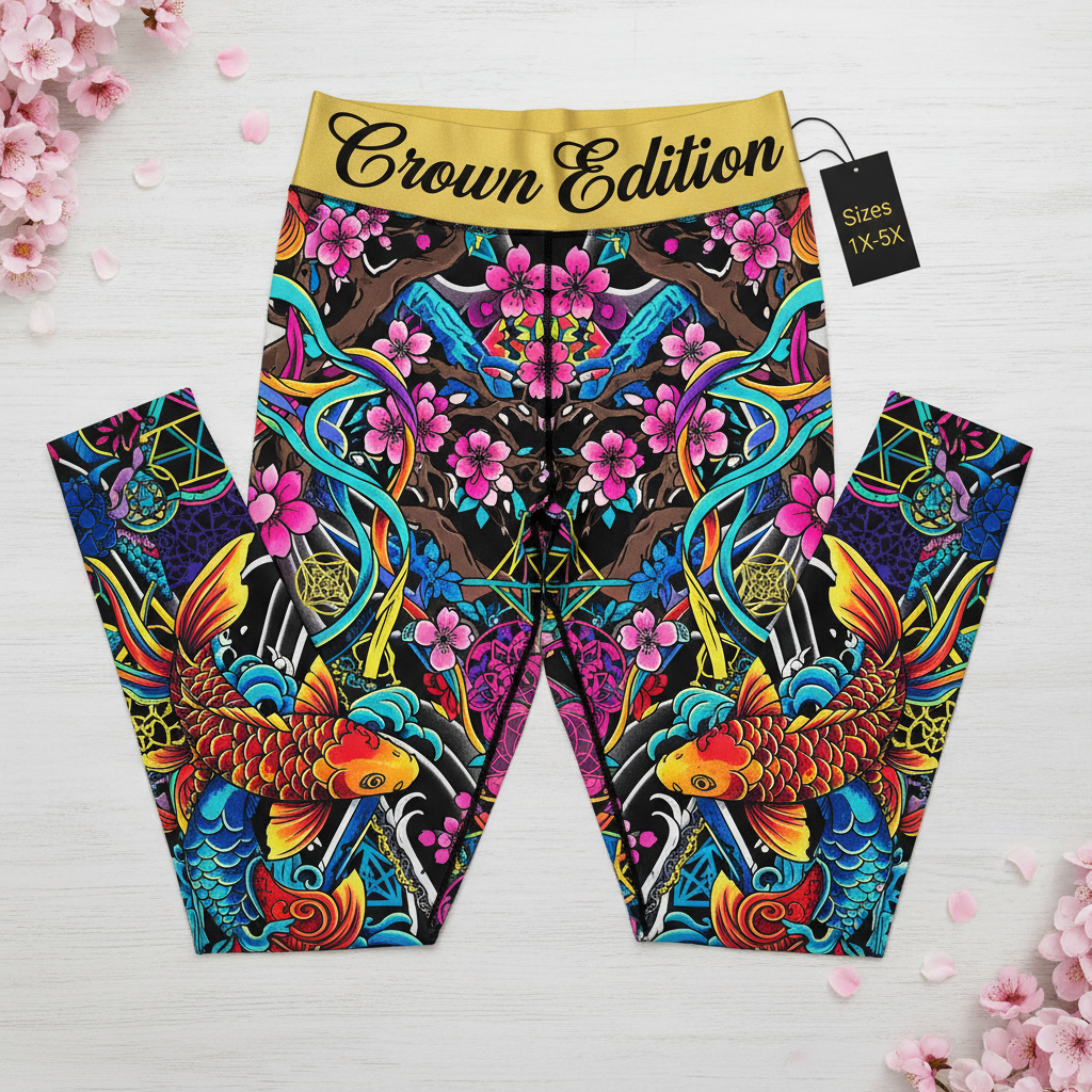 TITAN Plus Women's Cherry Blossom Koi Leggings — Inclusive Crown Edition