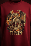 TITAN Dragon Crown Graphic Tee in Crimson Gold with gold dragon crown graphic
